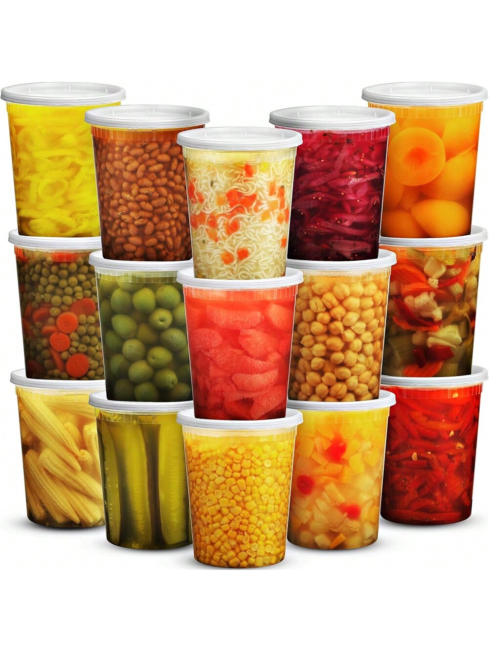 Meal Prep Jars With Lids - 24Pack 32oz Deli Containers with Lids