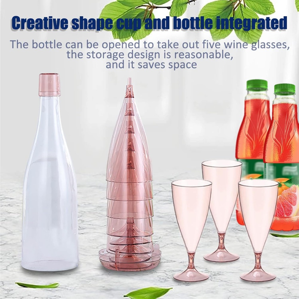 Glass Container Set - New Plastic Foldable Champagne Wine Glasses