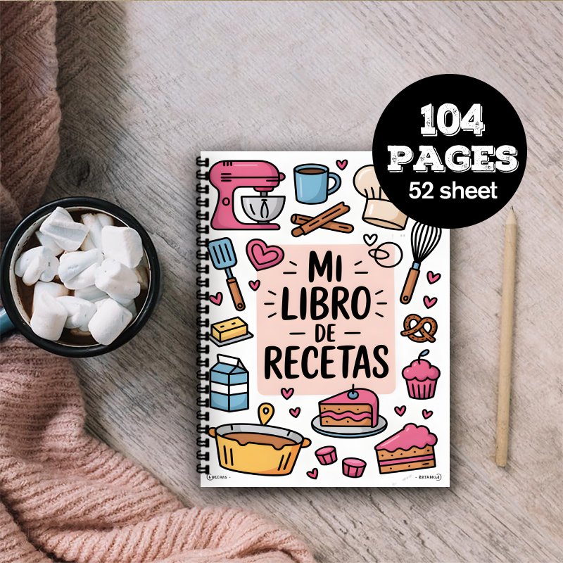 Meal Prep Book - A5 Spanish Recipe Spiral Notebook,Suitable for