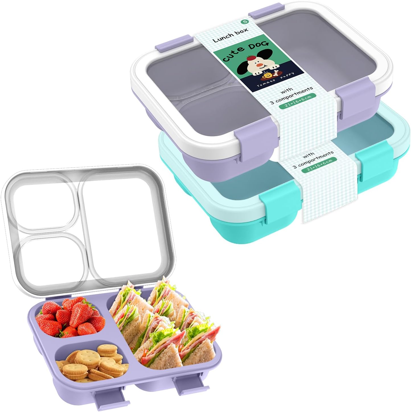 Lunch Box with Lids 3 Compartm - Meal Prep Jars With Lids 评论和价格