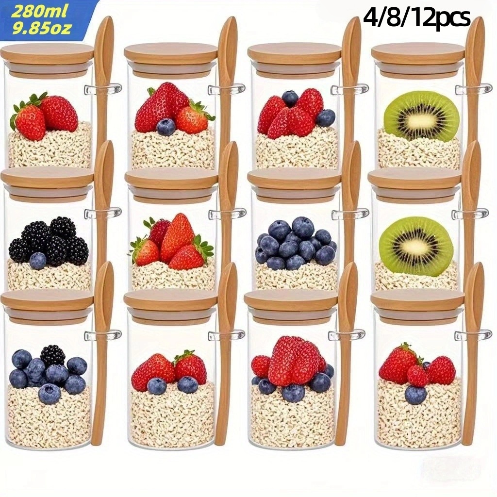 4/8/12Pcs, Oatmeal Breakfast C - Meal Prep Jars With Lids 评论和价格
