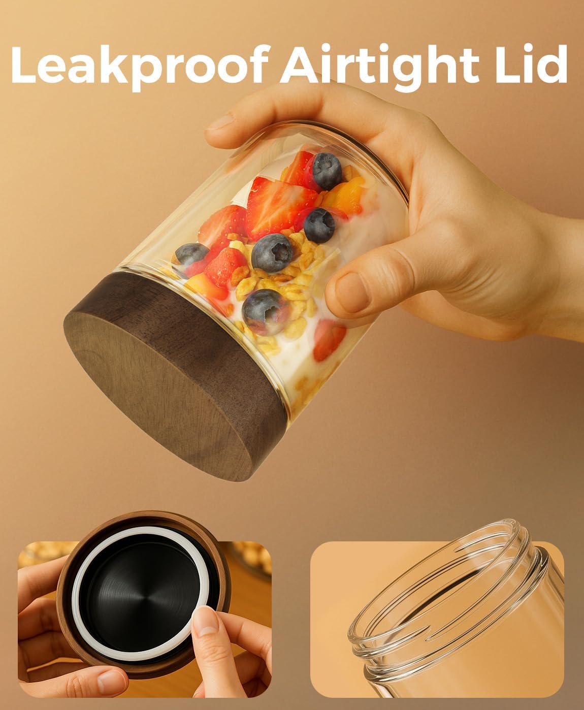 16oz 4 Pack Overnight Oats Con - Meal Prep Jars With Lids 评论和价格