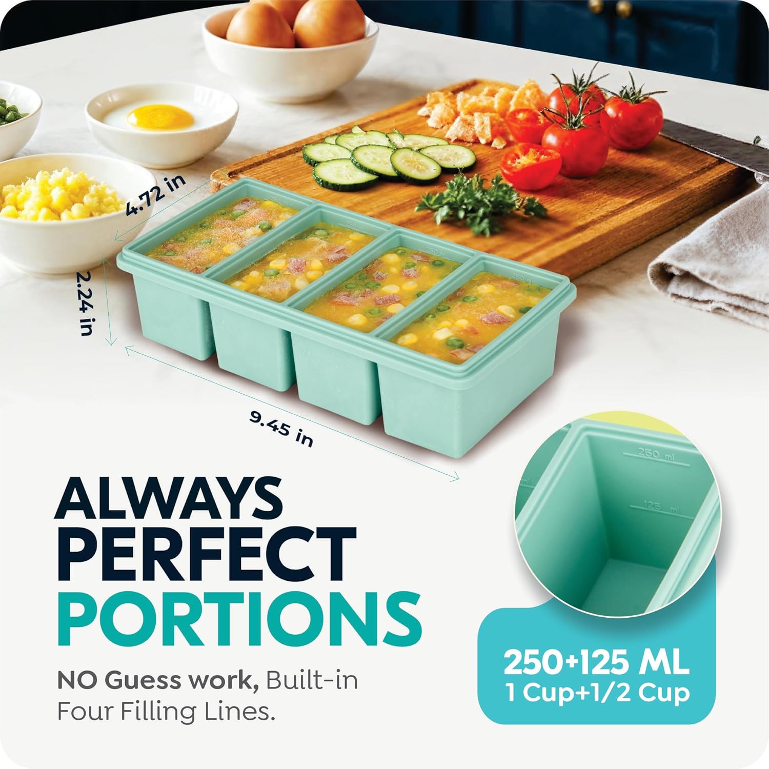 1000ML Silicone Freezer Tray w - Meal Prep Menu 评论和价格
