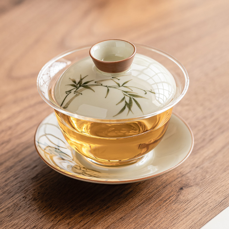 Hand Painted Bamboo Gaiwan For - Glass Container Set 评论和价格
