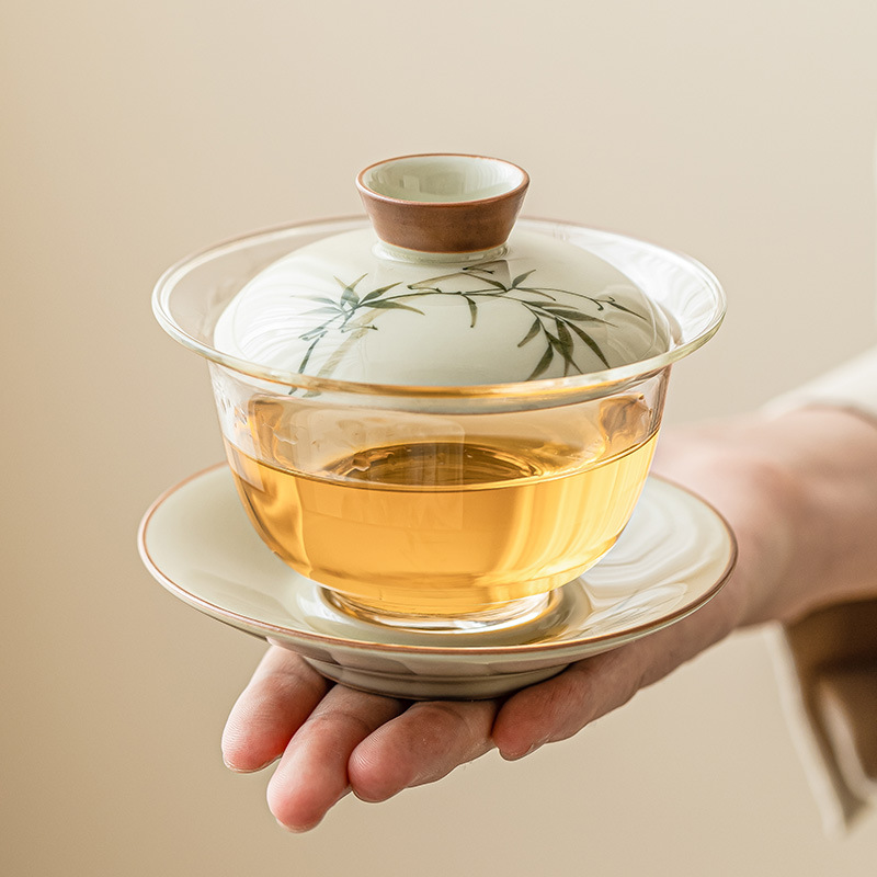 Hand Painted Bamboo Gaiwan For - Glass Container Set 评论和价格