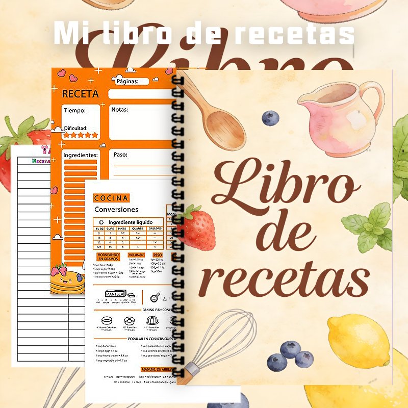 A5 Paper Spanish Recipe Book,  - Meal Prep Book 评论和价格