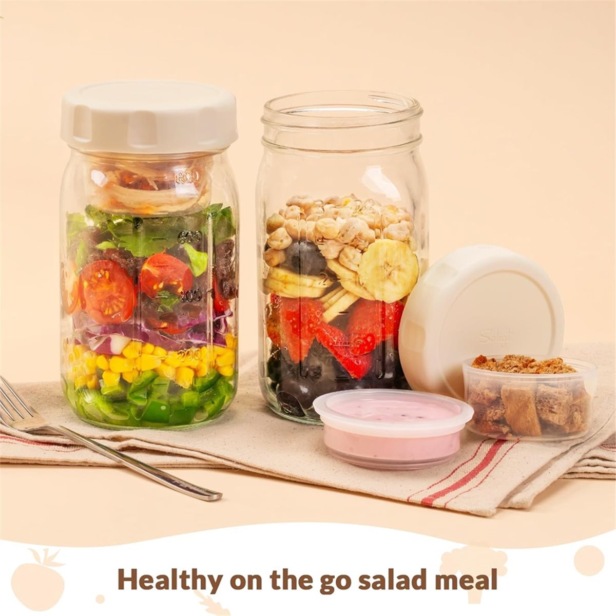 A67T NEW 4 Pack Glass Salad Ja - Meal Prep Jars With Lids 评论和价格