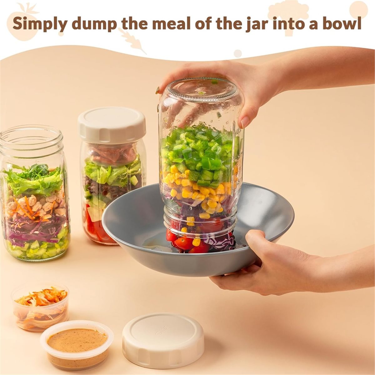A67T NEW 4 Pack Glass Salad Ja - Meal Prep Jars With Lids 评论和价格