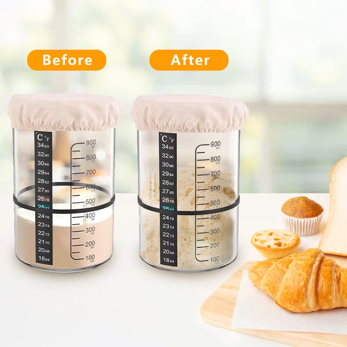 1500/900ml Sourdough Starter J - Glass Container Set 评论和价格