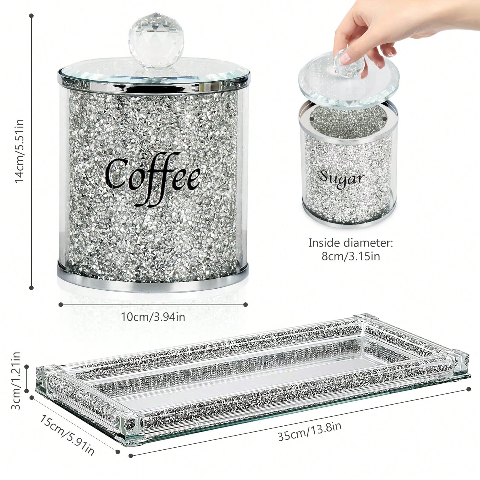 Coffee Sugar Tea Canister Set  - Glass Container Set 评论和价格