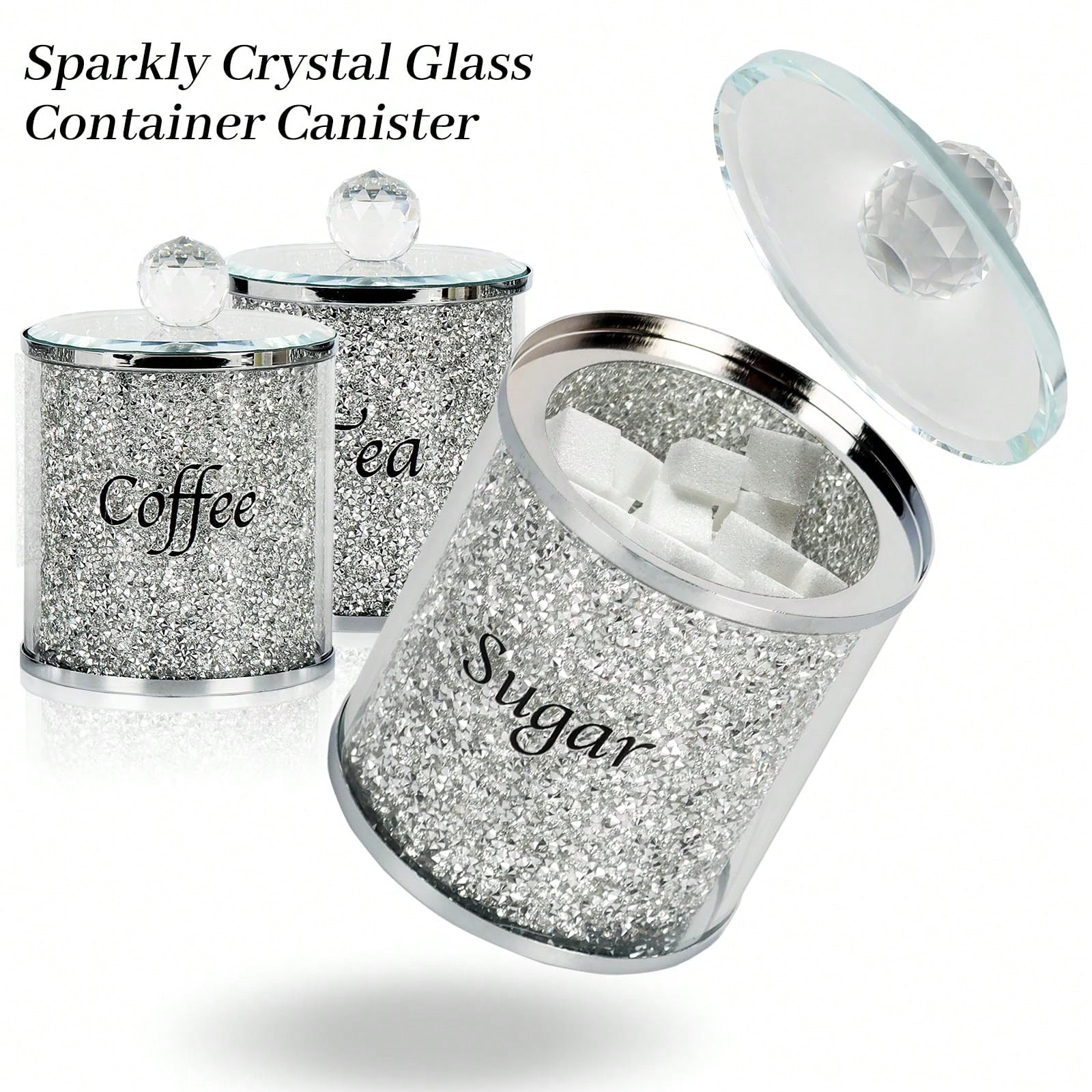 Coffee Sugar Tea Canister Set  - Glass Container Set 评论和价格
