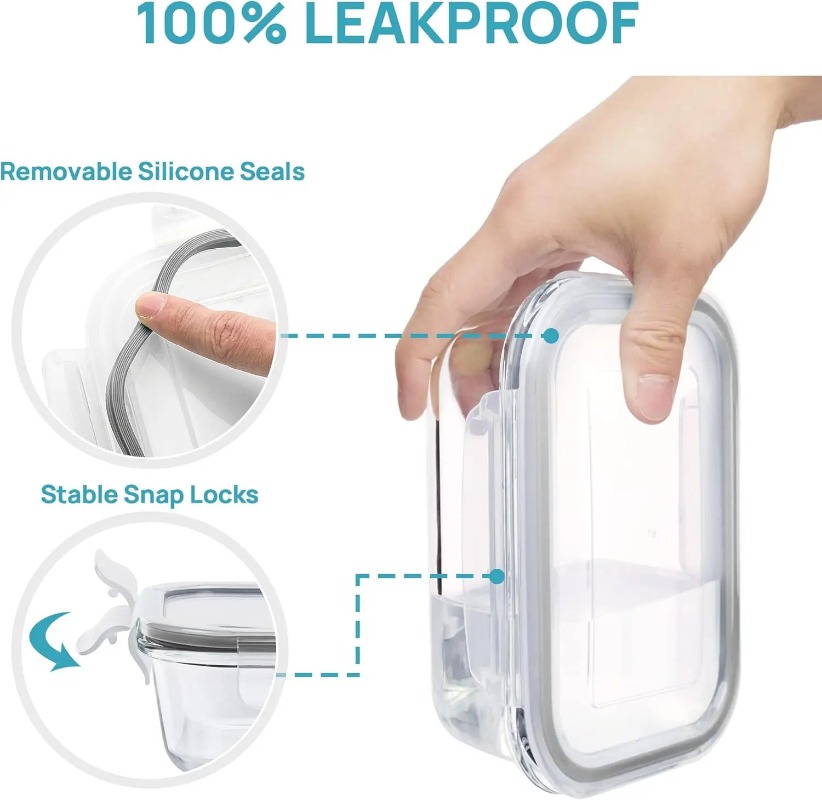 18 Pack Glass Food Storage Con - Meal Prep Jars With Lids 评论和价格