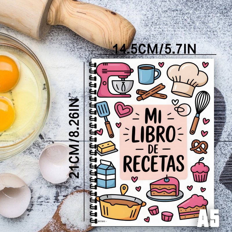 A5 Spanish Recipe Spiral Noteb - Meal Prep Book 评论和价格